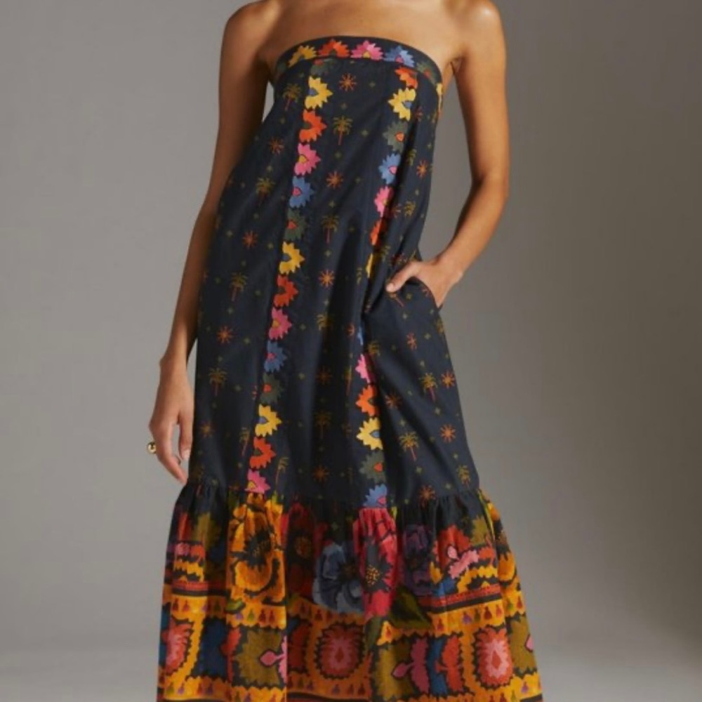 🖤SOLD🖤FARM RIO ANTHROPOLOGIE Embroidered Maxi